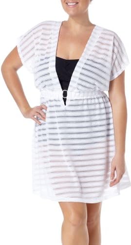 Pacific Beach Plus Womes Dolman Cover Up Dress 1X White