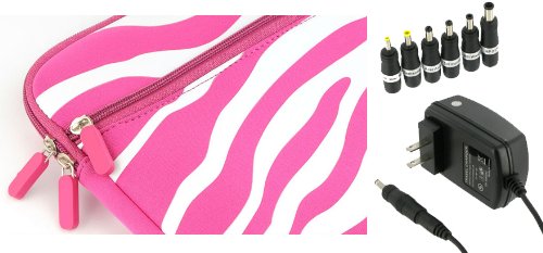 PCMS 2n1 Combo - Samsung N140-14R 10.1-Inch Netbook Neoprene Sleeve Case with AC Adapter Wall Charger - Zebra Magenta White PCMS 2n1 Combo - Samsung N140-14R 10.1-Inch Netbook Neoprene Sleeve Case with AC Adapter Wall Charger - Zebra Magenta White