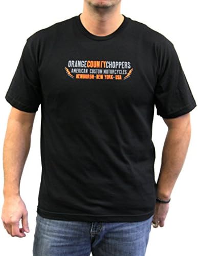 Orange County Choppers Mens NY Lightning Short Sleeve Tee, Large, Black