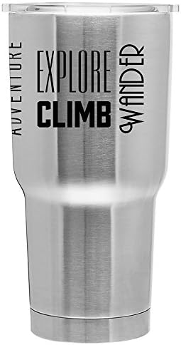 Insulated Stainless Steel Travel Tumbler by Lazer Designs - Double Wall Thermal Bottle with Threaded Insulated Lid - Perfect for Outdoor Activities - Store Hot And Cold Drinks & Beverages 30oz