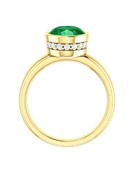 10K Yellow Gold 10.00x8.00mm Oval Cut Chatham Created Emerald and Diamond Ring -- LIFETIME WARRANTY