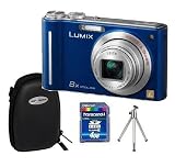 PANASONIC LUMIX DMC-ZX1 EG Blau (DEUTSCHE WARE) inkl. 1x Hardschalentasche Schwarz, 1x 8GB SDHC Extrememory Speicherkarte Klasse 6, 2x Akku, 1x Ministativ - 
