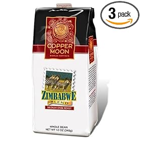 Copper Moon Zimbabwe Coffee, Whole Bean, 12-Ounce Bags (Pack of 3)