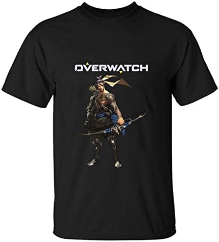 May26 Overwatch Hero Hanzo with Logo 2 Tshirts for Man M black