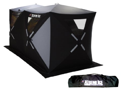 Ap Outdoors Xtreme Ice Xi6 Double Wide 6 Person Hub Style Pop-Up Ice Fishing Shelter (6 X 12-Feet )