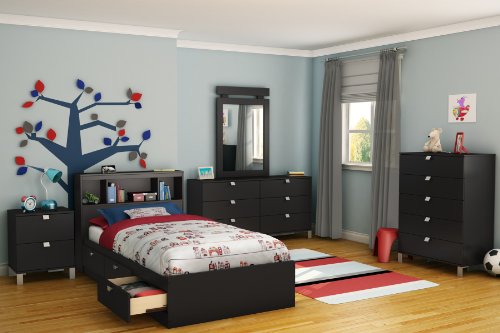 South Shore Spark Collection 6-Drawer Double Dresser, Pure Black