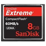 Sandisk 8GB Extreme CF memory card - UDMA 60MB/s 400x (SDCFX-008G-A61, Retail Package)
