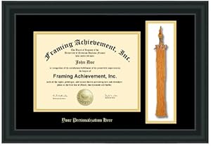 Personalized Gold Embossed Tassel Diploma Frame - Double-matted - University Diploma Frame With Graduation Tassle Box With Personalization By Gold Embossing