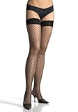 Leg Ave Women's Lycra Industrial Net Thigh Highs, Black, One Size