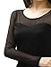 Allegra K Women Long Sleeves Scoop Neck Mesh Panel Top Black L