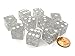 Set of 10 D6 16mm Glitter Dice - Clear/White with White Pips