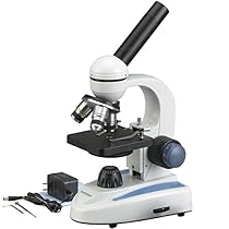 AmScope M158C Cordless Compound Monocular Microscope with WF10x and WF25x Eyepieces

