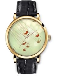 SPRAWL Aanalog Fashion Series Gold Ladies Watches of Genuine Black Leather Strap,Unique Wrist Watch for Women Girls Designed with Chairs in the Air