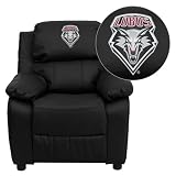 Flash Furniture New Mexico Lobos Embroidered Black Leather Kids Recliner with Storage Arms