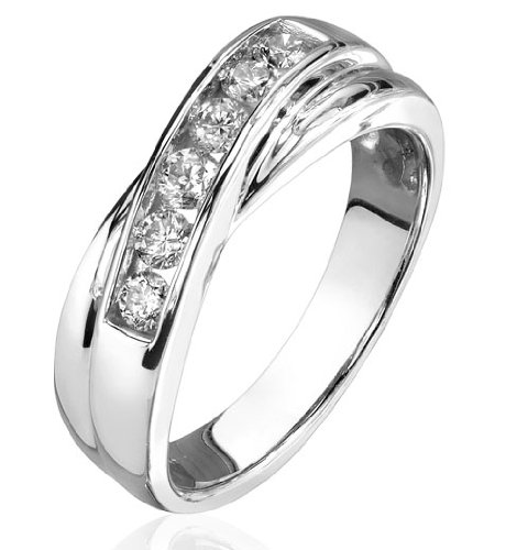 1.00 ct Round Diamond Men's Wedding Band 14K White Gold