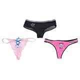 Womens 3 Pack Sexy Rocker Edgy Sexy Hip Hugger Soft and Comfortable Underwear