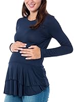 MENONOVE easy Camiseta Manga Larga Premamá (Azul Oscuro)