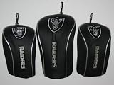 OAKLAND RAIDERS Set of 3 (X,1,3) Barrel Mesh GOLF CLUB HEADCOVERS