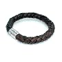 Thick Dark Brown Braided Leather Bracelet with Stainless Steel Clasp