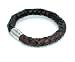 Thick Dark Brown Braided Leather Bracelet with Stainless Steel Clasp