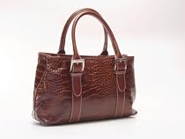 Ledertasche in Kroko-Optik, braun