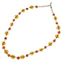 Pearly Strand Collar Necklace with Amber Glass Beads