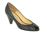 Buffalo 107-10478 Damen Peep Toe Glattleder, schwarz (black)