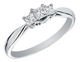  : Diamond Anniversary Three Stone Ring 1/4 Carat (ctw) Princess Cut in 14K White Gold