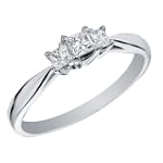 SAVE $70 - Princess Cut Three Stone Anniversary Ring 1/4 Carat (ctw) in 14K White Gold $279.00