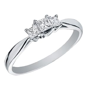 Princess Cut Three Stone Anniversary Ring 1/4 Carat (ctw) in 14K White Gold