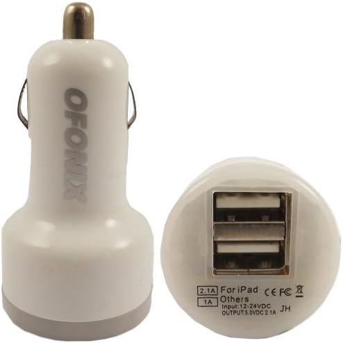 OFonix Twin USB In Car Charger For LG Optimus L4 II Dual E445 / Bullet White