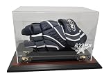 Dallas Stars Hockey Glove Display Case with Mahogany Finish Base