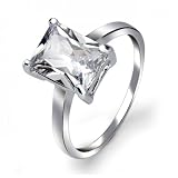 Bling Jewelry .925 Sterling Silver Emerald Cut Cubic Zirconia Solitaire Engagement Ring