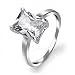 Bling Jewelry 925 Sterling Silver Emerald Cut Cubic Zirconia Solitaire Engagement Ring