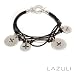 Sterling Silver and Leather Cross Stamped Disc Net Bracelet