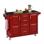 Home Styles Furniture Granite Top Kitchen Island Cart in Red