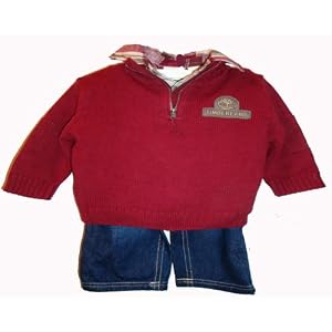 Infant Boys Timberland Outfit 3 Pc. Jeans Shirt & Sweater Available in Several Sizes