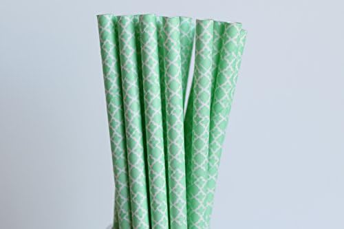 Mint Green Lace Paper Straw | 25 Ct