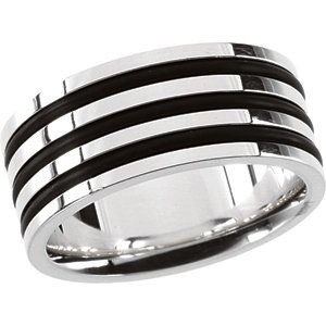 Genuine IceCarats Designer Jewelry Gift Sterling Silver Wedding Band Ring Ring. 11.00;P;Gents Sterling Silver And Rubber Fashion Ring Gents Ss & Rubber Fashion Ring In Sterling Silver Size 11