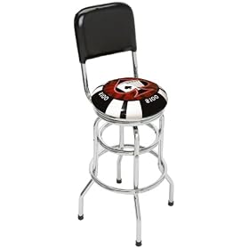 Poker Chip Double Ring and Chrome Seat Ring Barstool