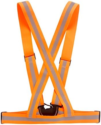 Reflective Vest - Lightweight and Easy Adjustable Safety Vest / Belt for Outdoor Activities (Running, Cycling, Walking) - Perfect Running Gear Provides High Visibility Day & Night (Orange, Regular)