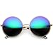 Womens Oversized Metal Etched Lens Flash Mirror Round Sunglasses (Etched Series | Silver/Midnight Mirror)