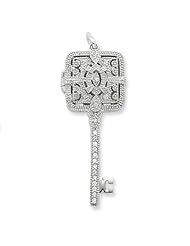 Sterling Silver CZ Square Key Locket. Metal Wt- 4.76g