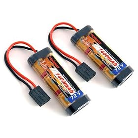 2 pcs 7.2V 1400mAh NiMH Flat Battery Packs with Traxxas Connector for 1/18 and 1/16 Scale Cars / Trucks with Traxxas Connectors