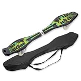 Monopatin Waveboard Flexboard Casterboard - 4 grün - inkl. Tasche + LED Rollen