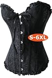 A819_schwarz - Korsett Corsage Satin-Korsett Gothic schwarz,Grösse L