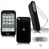 Solid Black Hard Case Cover For Apple iPhone Protective Premium SNAP-ON w/ Lens and Belt Clip