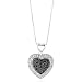 Sterling Silver Black and White Diaamond Heart Pedant w/18