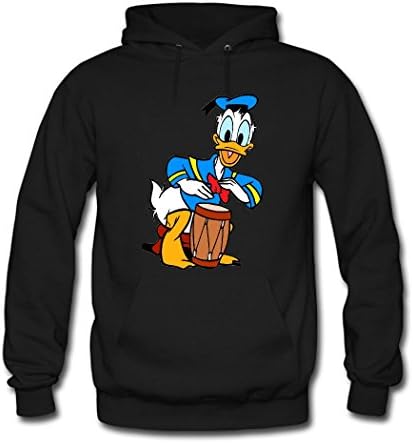 HanjieO Printing Donald Duck O Neck Compression Hoodie For Men X-Large Black