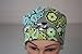 Surgical Scrub Hat Cap Lime Grey Teal Paisley Pixie